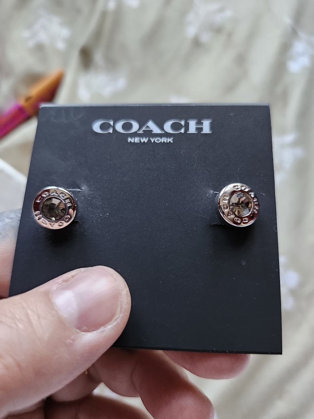 COACH STUDDED EARRINGS - Picture 2 of 5